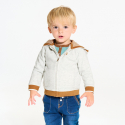 Okaidi Sweat zippe molleton a capuche gris bebe garcon