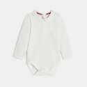 Obaibi Salopette courte velours brode et body rouge bebe fille