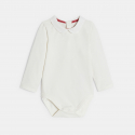 Obaibi Salopette courte velours brode et body rouge bebe fille