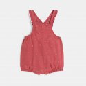 Obaibi Salopette courte velours brode et body rouge bebe fille