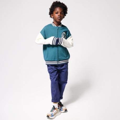 Okaidi Sweat-shirt teddy campus vert Garcon
