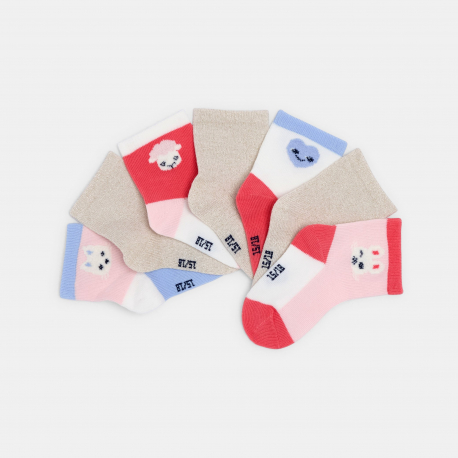 Obaibi Chaussettes frimousse rose bebe fille (lot de 7)