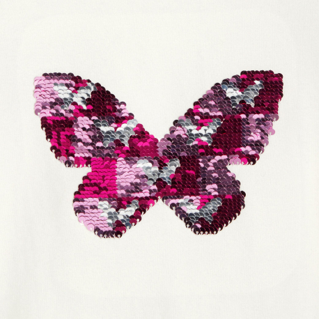 Okaidi T-shirt manches longues a sequins magiques blanc Fille