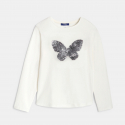 Okaidi T-shirt manches longues a sequins magiques blanc Fille