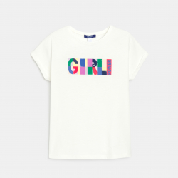Okaidi T-shirt a message blanc Fille