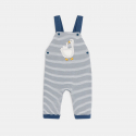 Obaibi Salopette maille cotelee rayee oie et body bleu bebe garcon