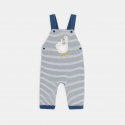 Obaibi Salopette maille cotelee rayee oie et body bleu bebe garcon