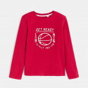 Okaidi T-shirt manches longues a message rouge Garcon