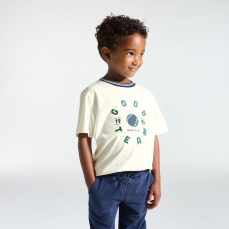 Okaidi T-shirt manches courtes a message blanc Garcon