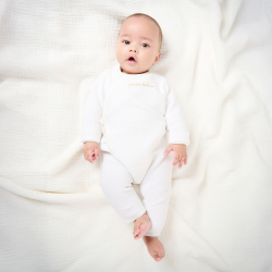 Obaibi Combinaison longue maille tricot fantaisie blanc bebe naissance fille