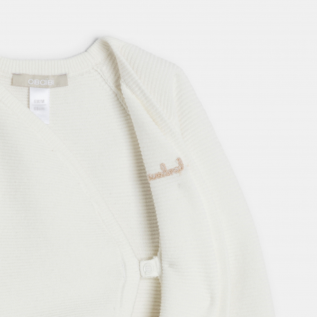 Obaibi Combinaison longue maille tricot fantaisie blanc bebe naissance fille