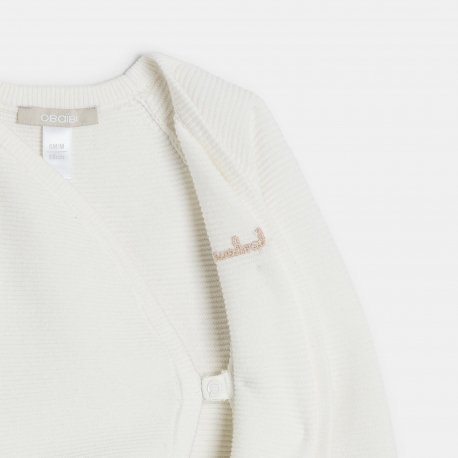 Obaibi Combinaison longue maille tricot fantaisie blanc bebe naissance fille