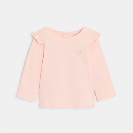 Obaibi Top manches longues a volants rose bebe fille