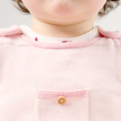 Obaibi Salopette longue maille tricot et body fleuri rose bebe fille