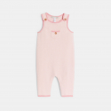 Obaibi Salopette longue maille tricot et body fleuri rose bebe fille