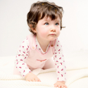 Obaibi Salopette longue maille tricot et body fleuri rose bebe fille