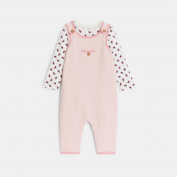 Obaibi Σαλοπέτα μακριά πλεκτή και φορμάκι φλοράλ ροζ για μωρά κοριτσάκια