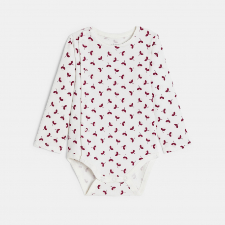 Obaibi Salopette longue maille tricot et body fleuri rose bebe fille