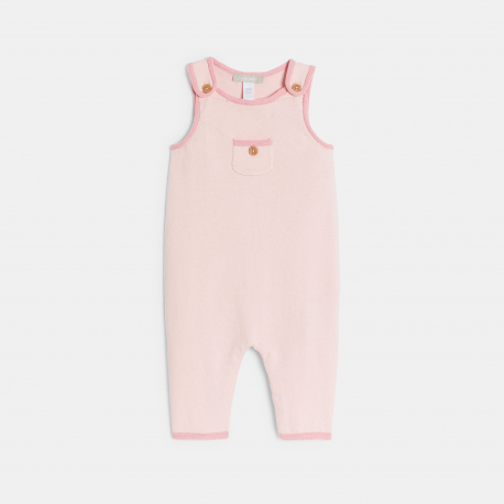 Obaibi Salopette longue maille tricot et body fleuri rose bebe fille