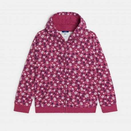 Okaidi Sweat-shirt a capuche imprime violet Fille