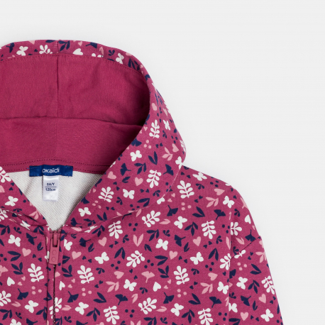 Okaidi Sweat-shirt a capuche imprime violet Fille