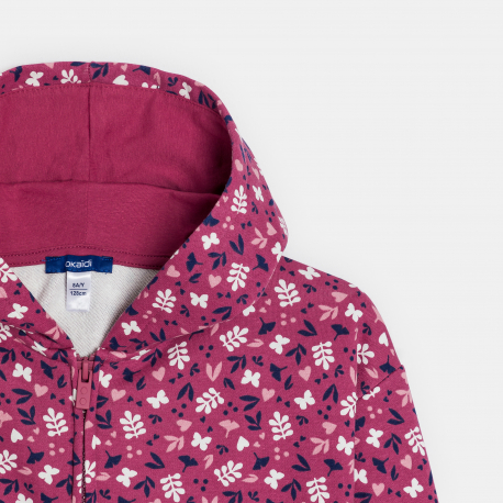 Okaidi Sweat-shirt a capuche imprime violet Fille