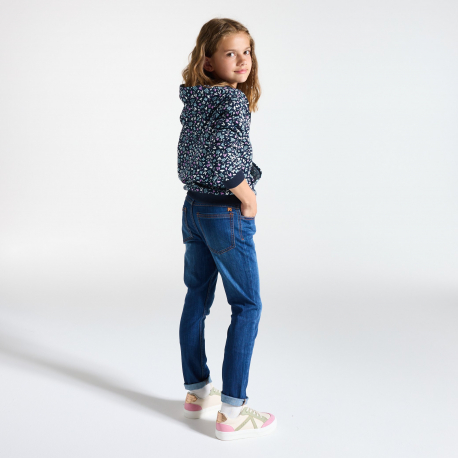 Okaidi Sweat-shirt a capuche imprime bleu Fille