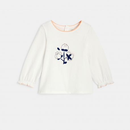 Obaibi Blouse fleur chat blanc bebe fille