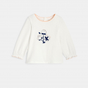 Obaibi Blouse fleur chat blanc bebe fille