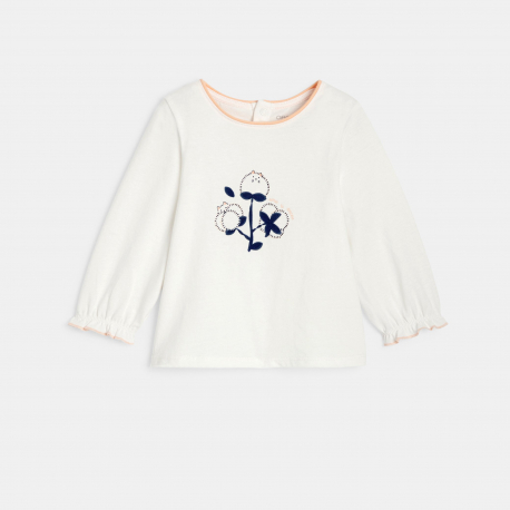 Obaibi Blouse fleur chat blanc bebe fille