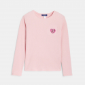 Okaidi T-shirt manches longues c?ur leopard rose Fille