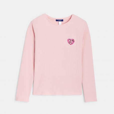 Okaidi T-shirt manches longues c?ur leopard rose Fille