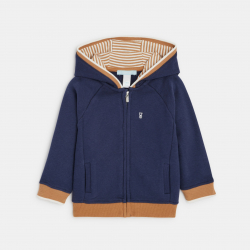Okaidi Sweat zippe molleton a capuche bleu bebe garcon