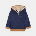 Okaidi Sweat zippe molleton a capuche bleu bebe garcon