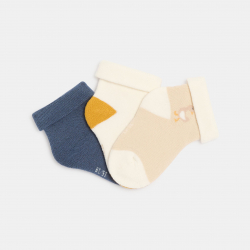 Obaibi Chaussettes beige bebe naissance garcon (lot de 3)