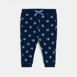 Obaibi Jogging molleton fleurs bleu bebe fille