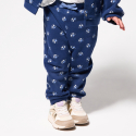 Obaibi Jogging molleton fleurs bleu bebe fille