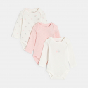 Obaibi Body col us cerise blanc bebe fille (lot de 3)