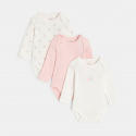 Obaibi Body col us cerise blanc bebe fille (lot de 3)