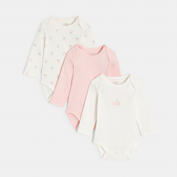Obaibi Body col us cerise blanc bebe fille (lot de 3)