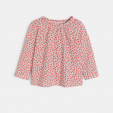 Obaibi Blouse fleurs et fruits rouge bebe fille