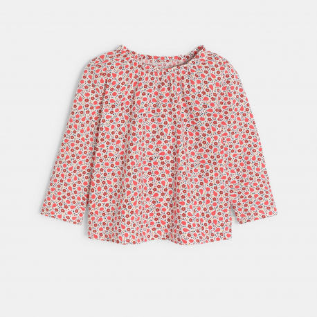 Obaibi Blouse fleurs et fruits rouge bebe fille