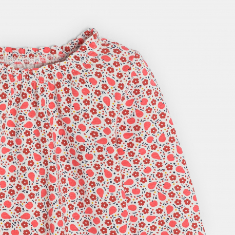 Obaibi Blouse fleurs et fruits rouge bebe fille