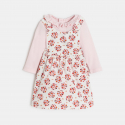 Obaibi Robe a bretelles velours fleurs et body rose bebe fille
