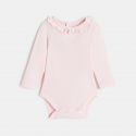 Obaibi Robe a bretelles velours fleurs et body rose bebe fille