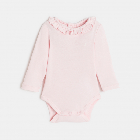 Obaibi Robe a bretelles velours fleurs et body rose bebe fille