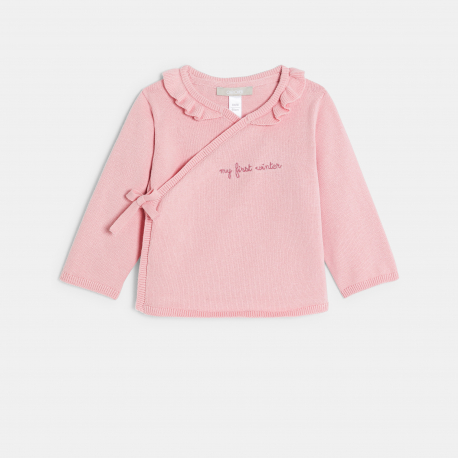Obaibi Pull et pantalon maille tricot fleurs rose bebe naissance fille