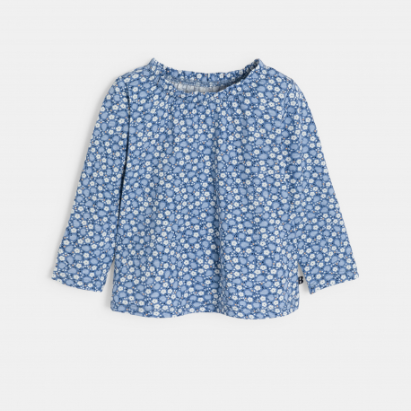 Obaibi Blouse fleurs et fruits bleu bebe fille