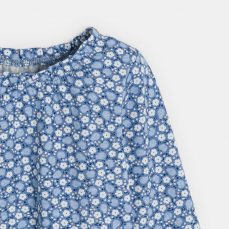 Obaibi Blouse fleurs et fruits bleu bebe fille