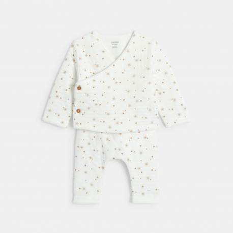 Obaibi Ensemble 3 pieces coton etoiles blanc naissance garcon